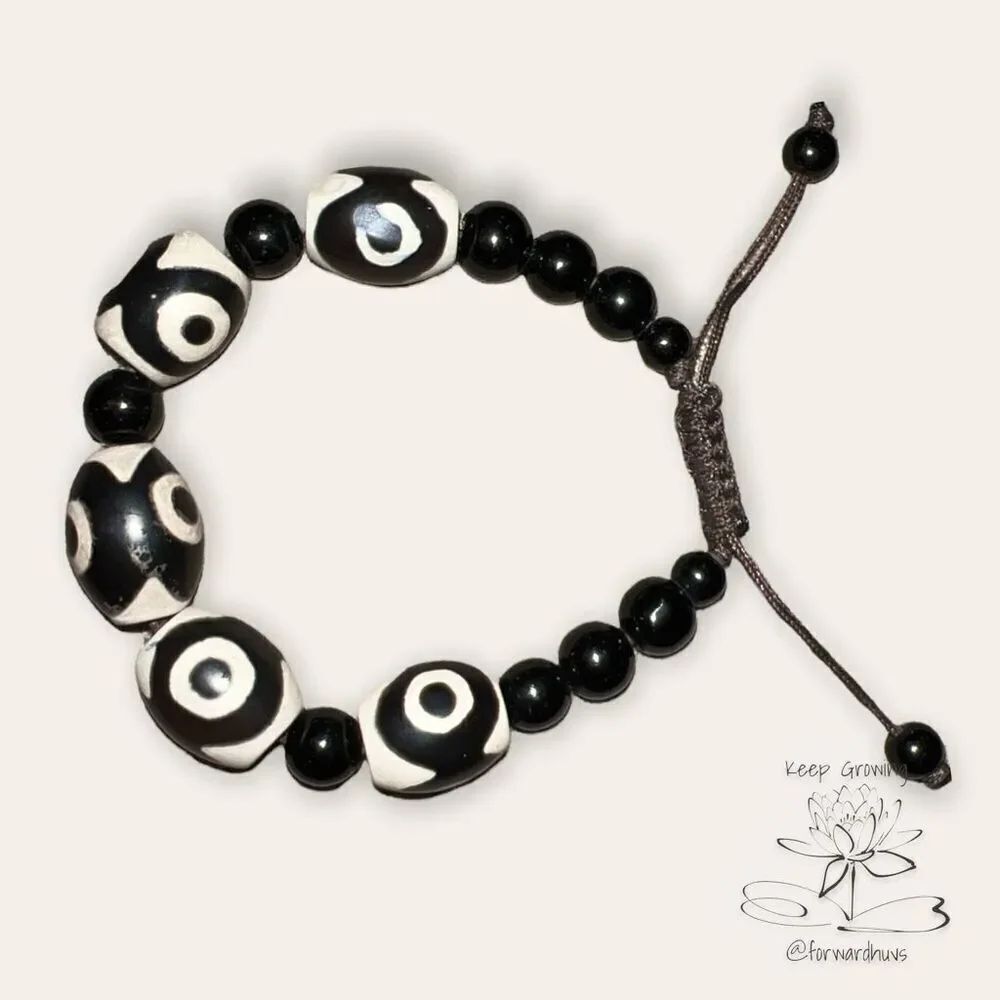 Adjustable Black and White Bracelet - Adorable